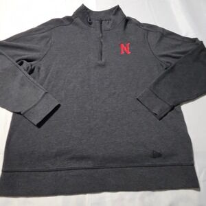 New Era Nebraska Cornhuskers Quarter Zip Pullover Charcoal Gray NEA512 Mens XL